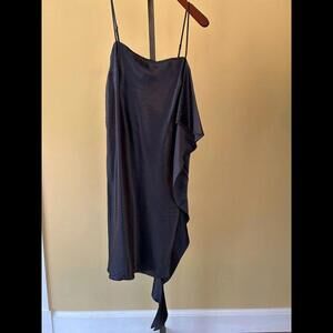 Banana Republic Heritage Side-Ruffle Slip Dress, Size L Mink Gray